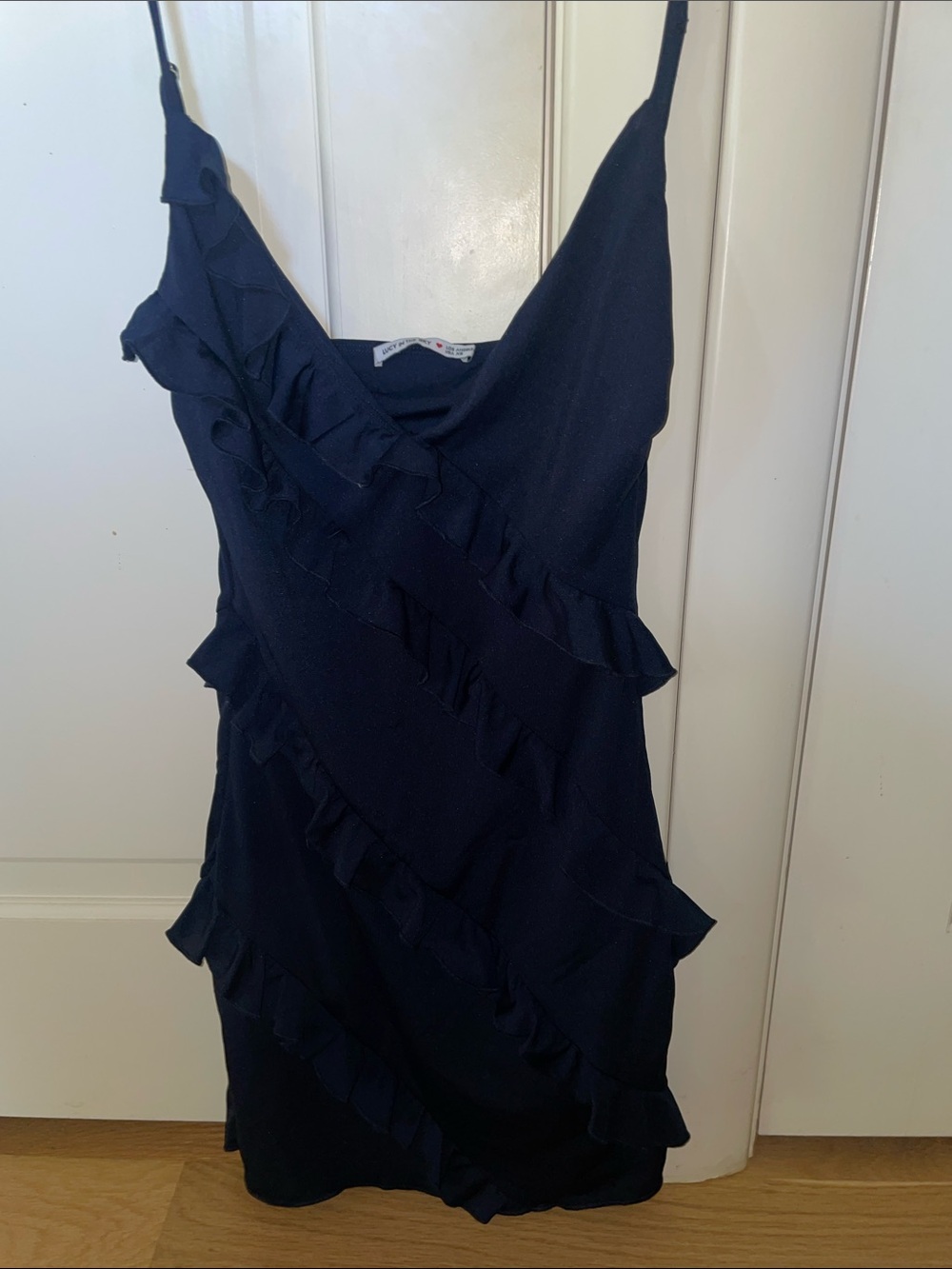 Lucy in the Sky Navy Ruffle Slip Mini Dress